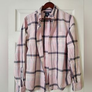 Orford Button up pink and blue stripped shirt. SIZS MEDIUM
